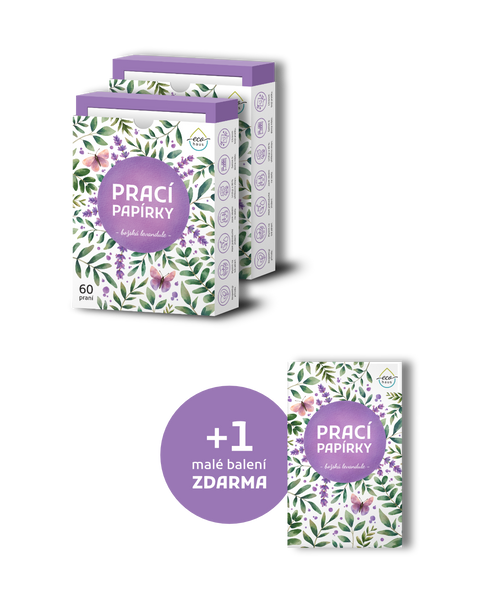Výhodné balení 2+1 zdarma: Prací papírky EcoHaus božská levandule (celkem 125 praní)
