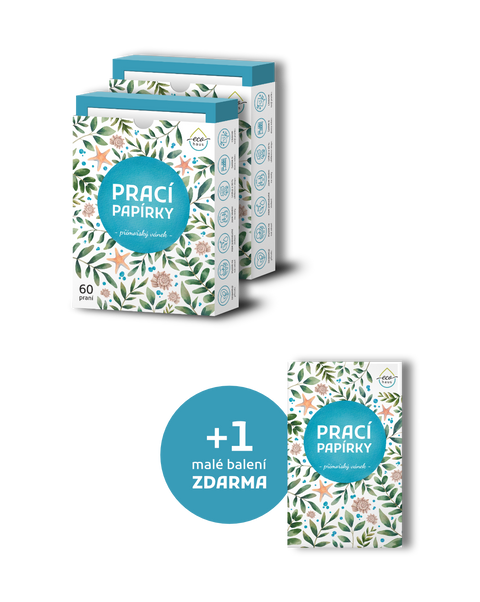 Výhodné balení 2+1 zdarma: Prací papírky EcoHaus přímořský vánek (celkem 125 praní)