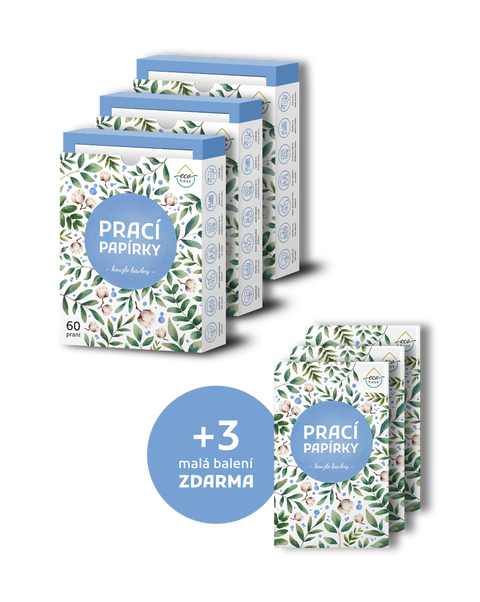 Výhodné balení 3+3 zdarma: Prací papírky EcoHaus kouzlo bavlny (celkem 195 praní)