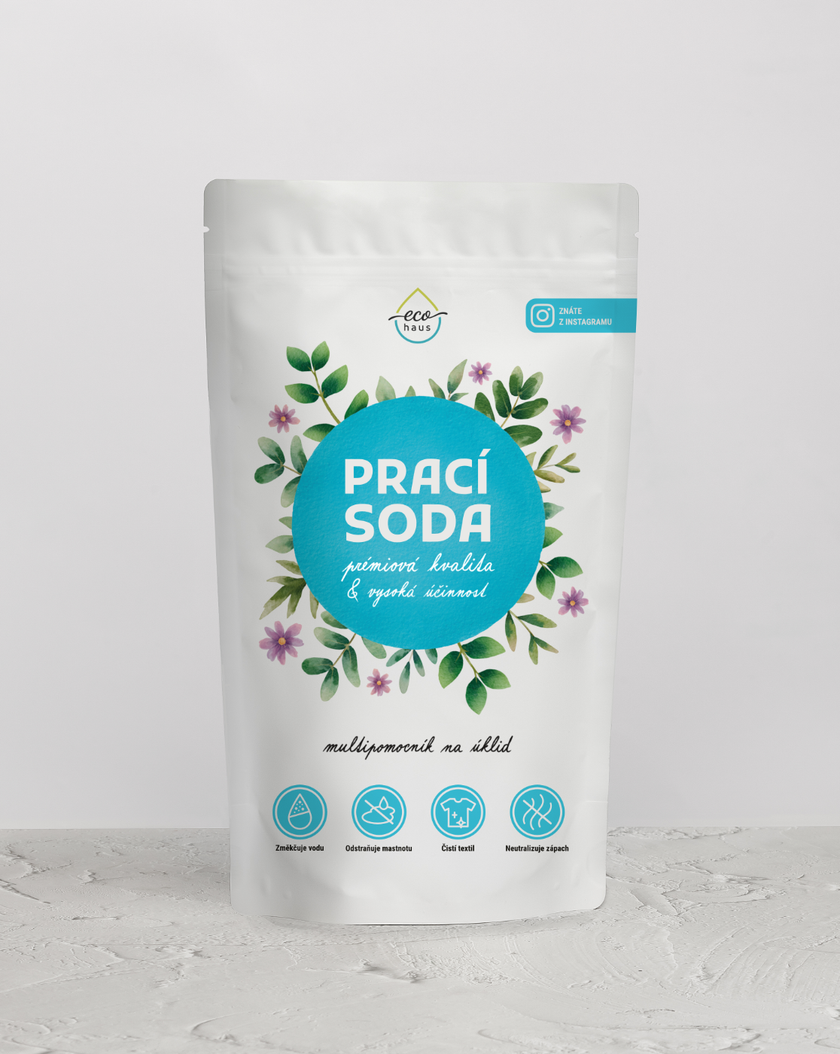 Prací soda - Odstraňuje mastnotu, zesiluje účinek pracího prostředku a změkčuje vodu