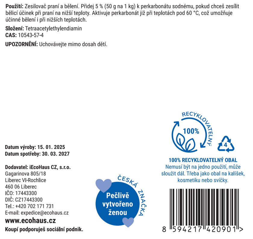 TAED - Aktivátor PUERu na bělení prádla při nízkých teplotách