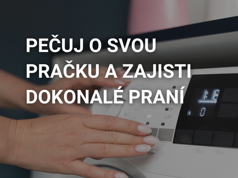 Jak správně pečovat o pračku – údržba pračky pro lepší výkon a delší životnost. Obrázek ukazuje ovládací panel pračky s textem zdůrazňujícím důležitost pravidelné péče.