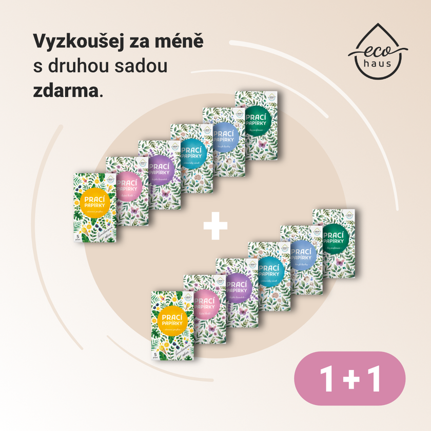 Testovací mix vůní pracích papírků EcoHaus (celkem 60 praní)