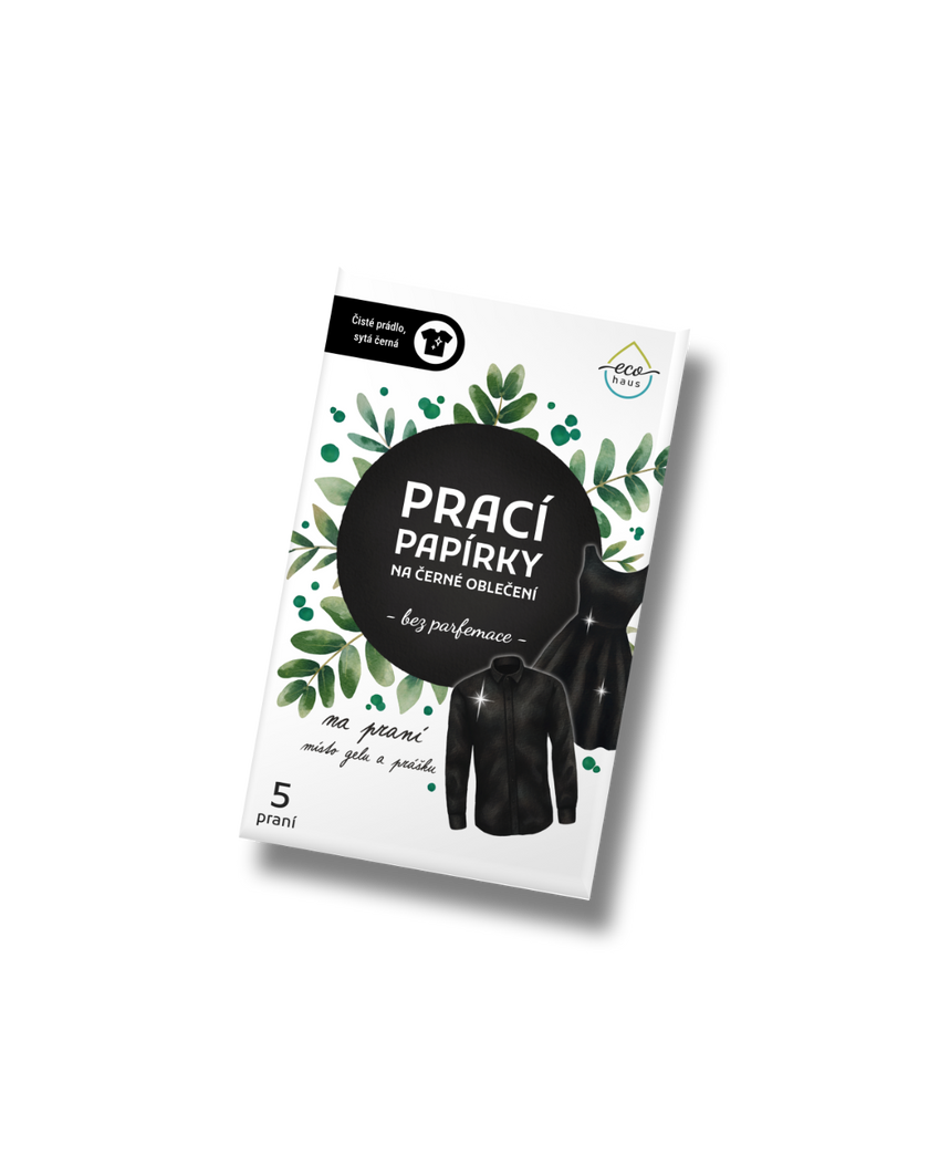 Prací papírky na černé oblečení EcoHaus 5 praní bez parfemace