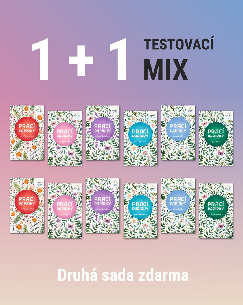 Výhodný testovací balíček 1+1: Prací papírky EcoHaus – 5 vůní + vánoční limitka