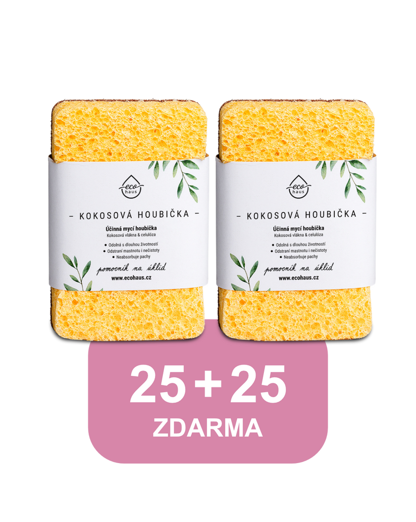 Speciální nabídka 50 Kokosových houbiček EcoHaus - 25+25 zdarma