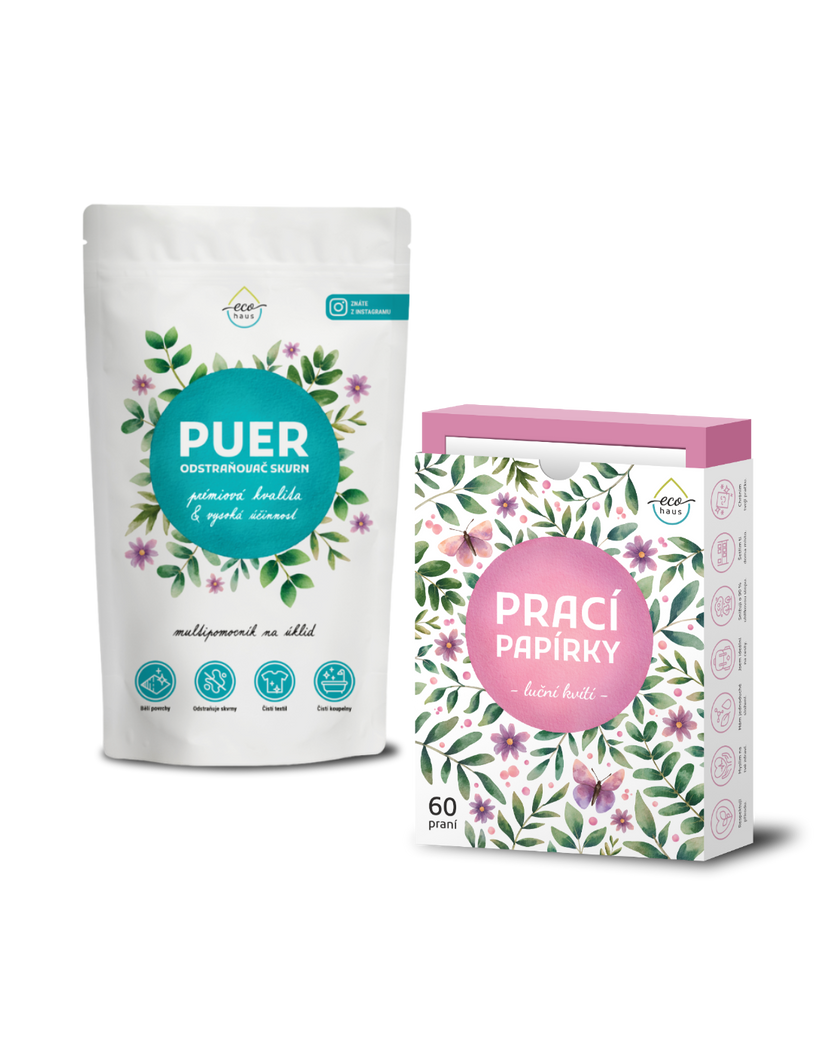 Super duo: PUER + Prací papírky 60 praní luční kvítí, EcoHaus