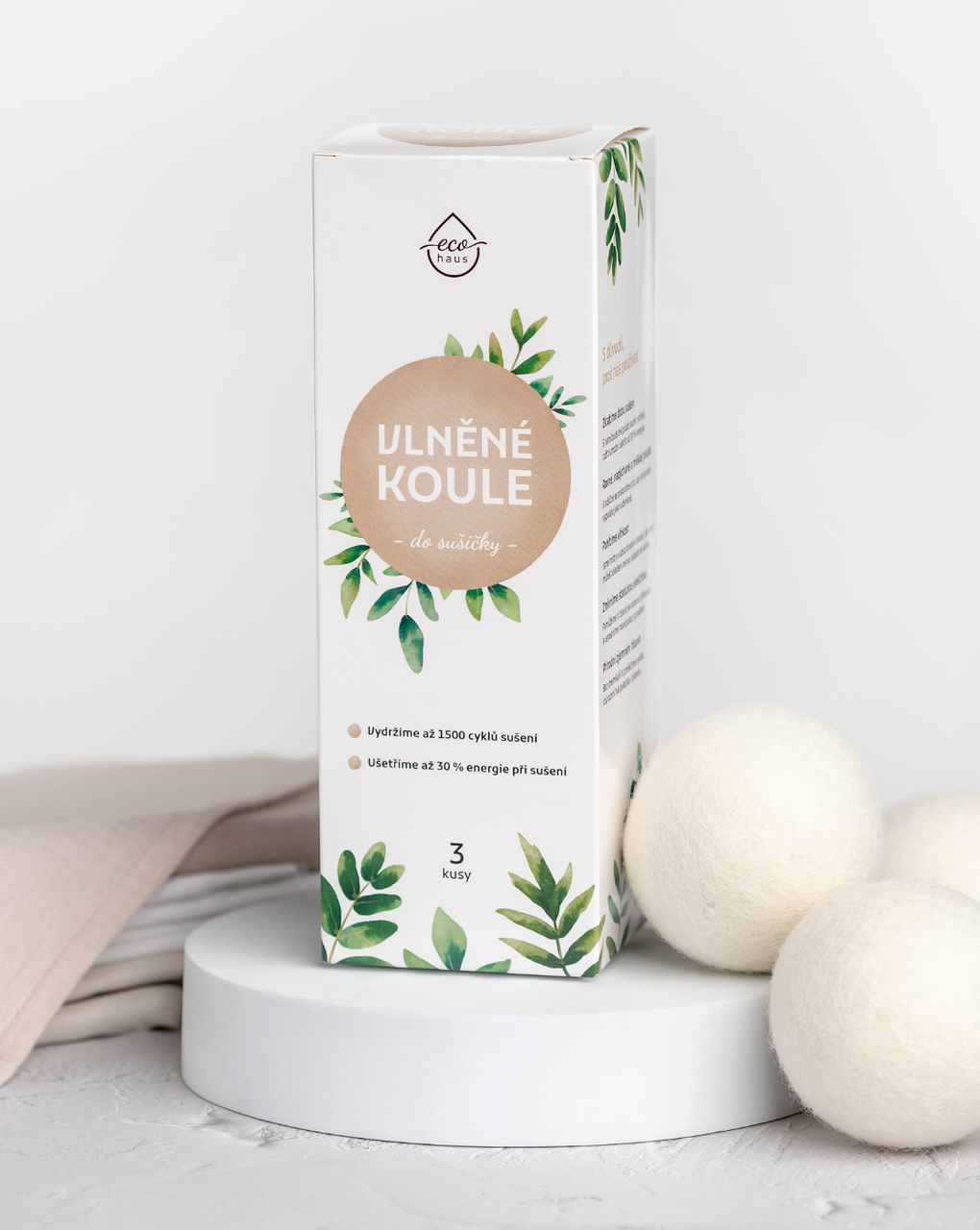 Wool dryer balls EcoHaus 3 pcs