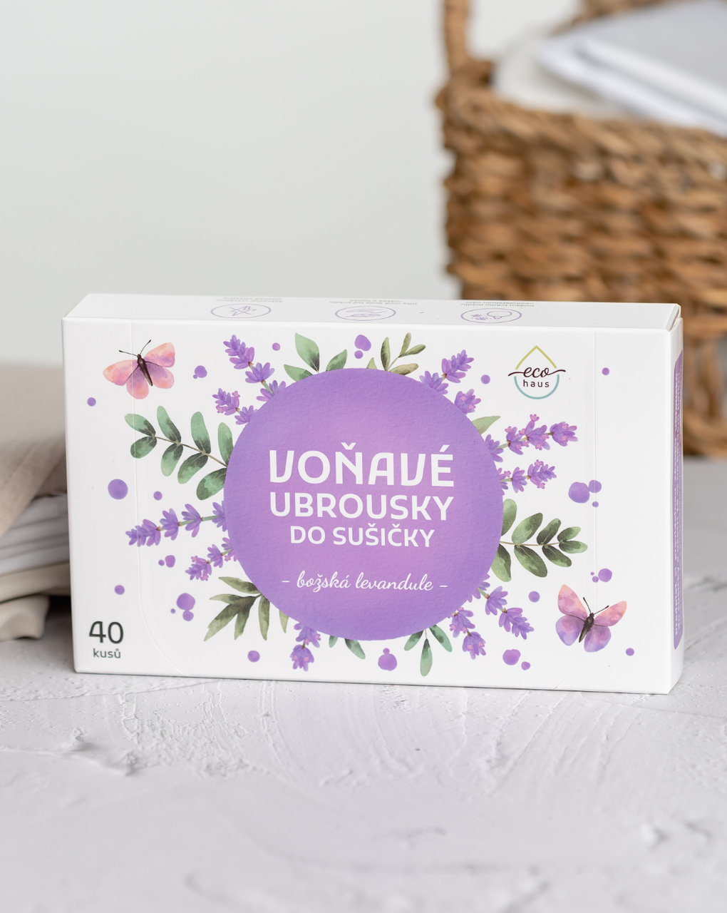 Scented dryer sheets EcoHaus divine lavender 40 pcs
