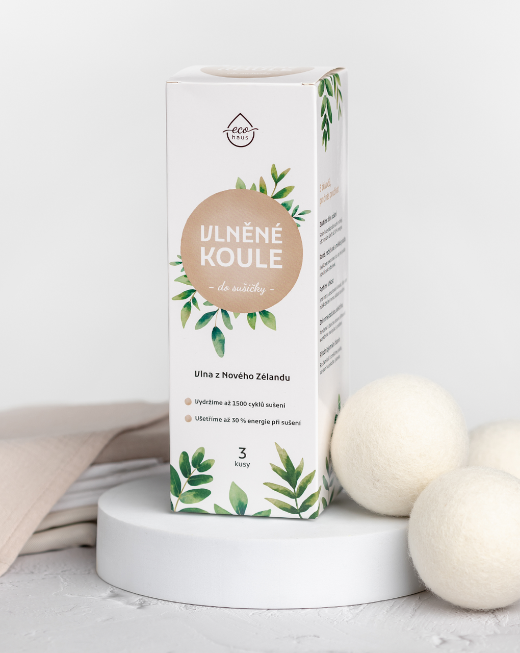 Wool dryer balls EcoHaus 3 pcs