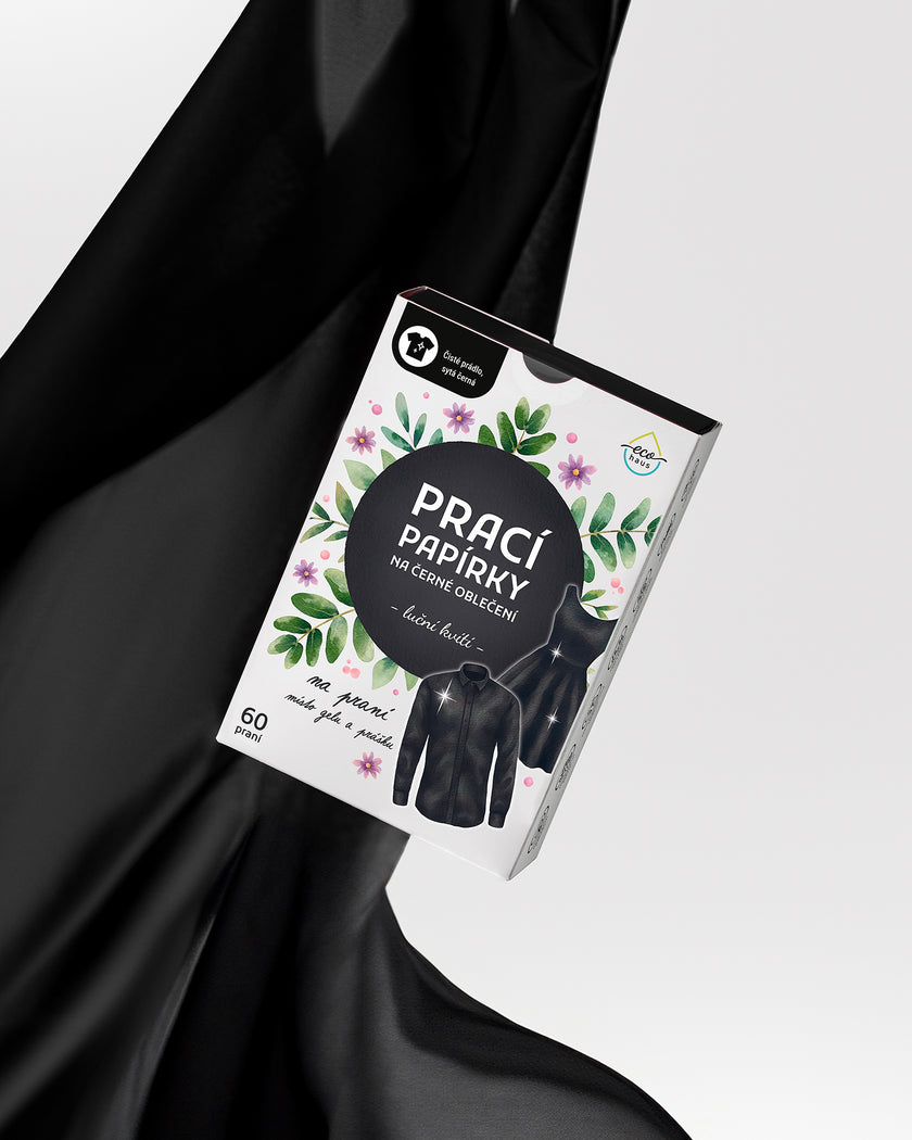 PŘEDPRODEJ – ODESLÁNÍ V LISTOPADU! Prací papírky na černé oblečení EcoHaus 60 praní luční kvítí