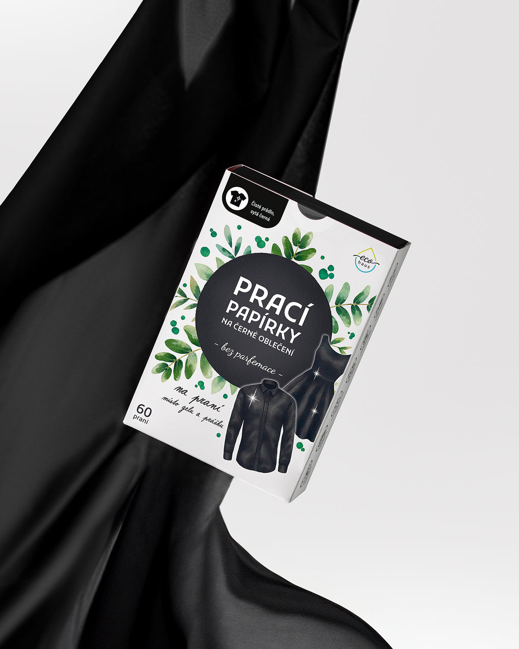 Prací papírky na černé oblečení EcoHaus 60 praní bez parfemace