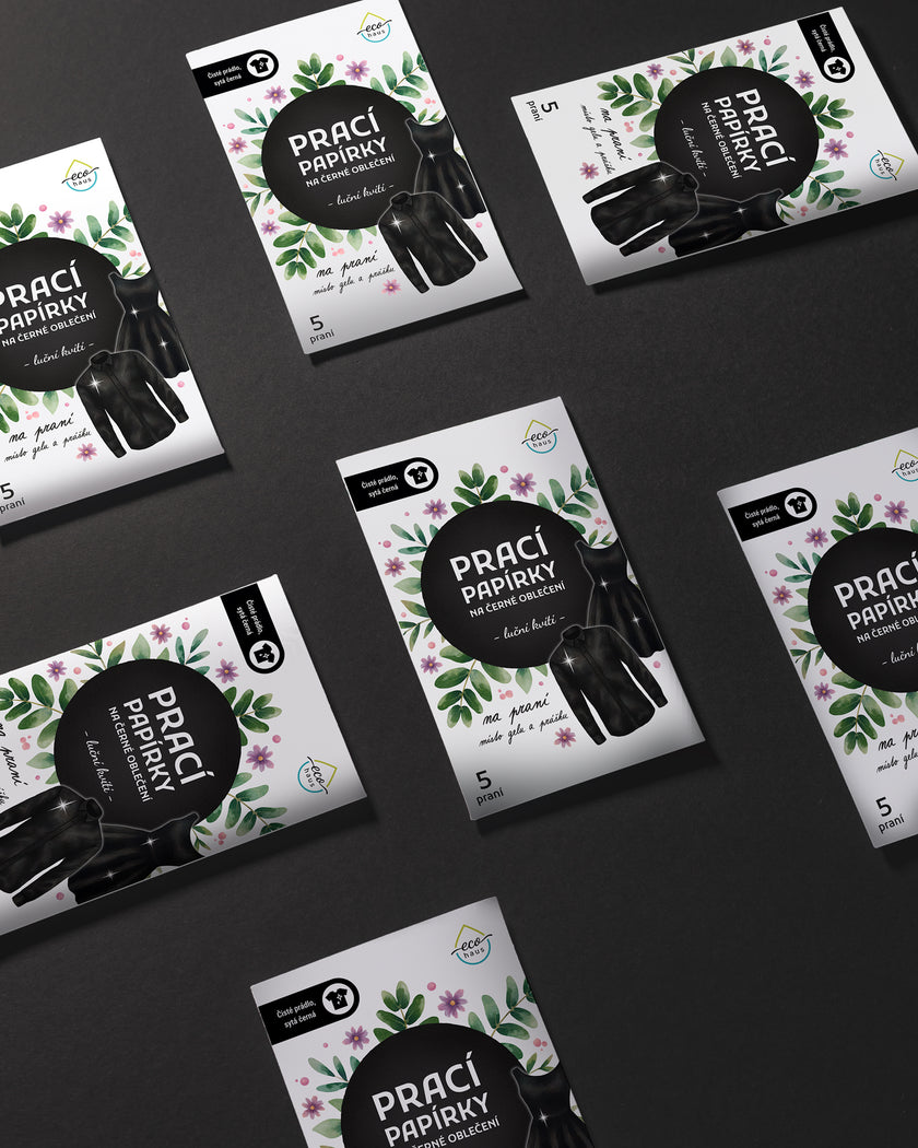 Prací papírky na černé oblečení EcoHaus 5 praní luční kvítí