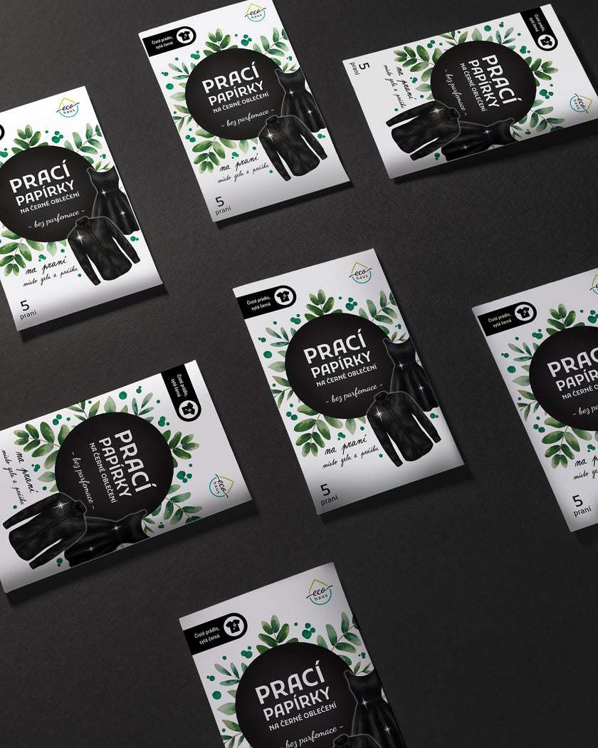 Prací papírky na černé oblečení EcoHaus 5 praní bez parfemace