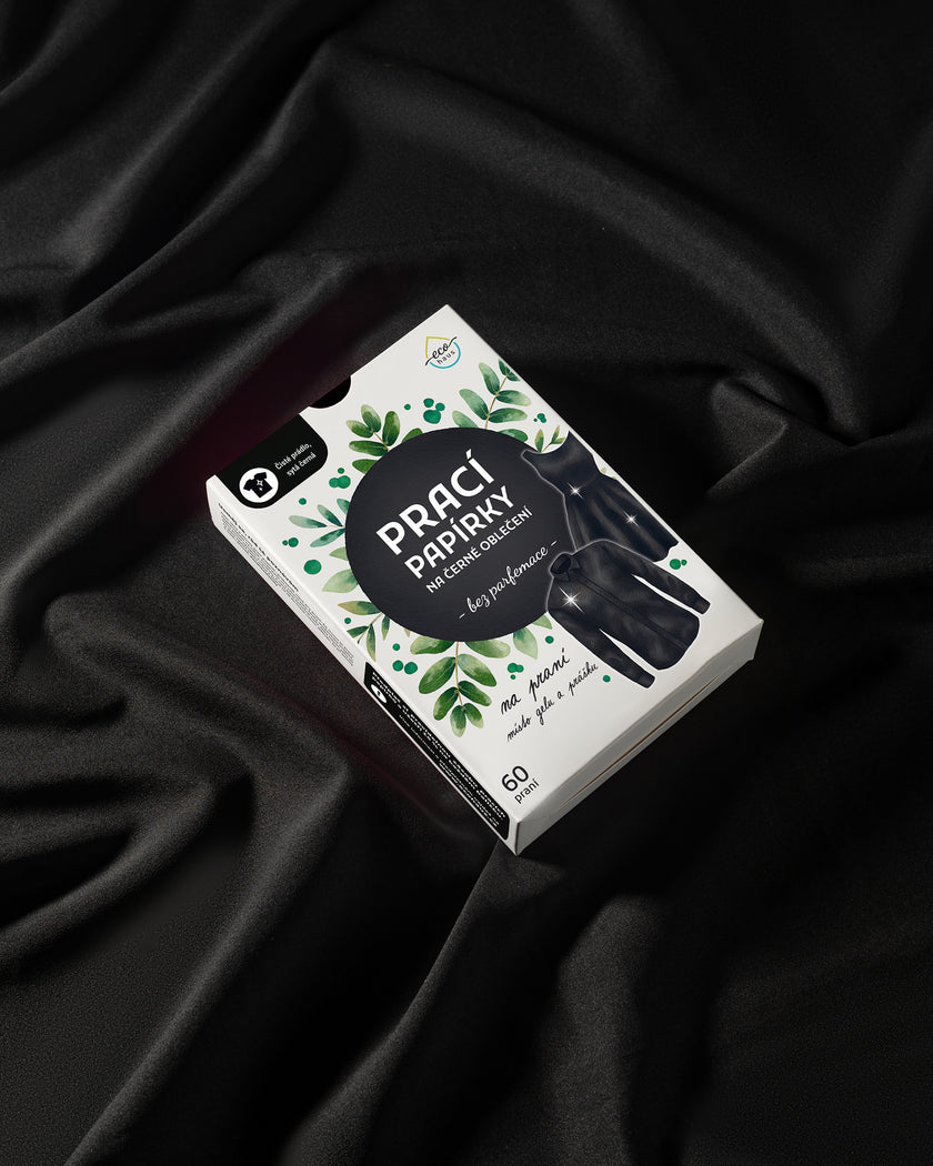 PŘEDPRODEJ – ODESLÁNÍ V LISTOPADU! Prací papírky na černé oblečení EcoHaus 60 praní bez parfemace