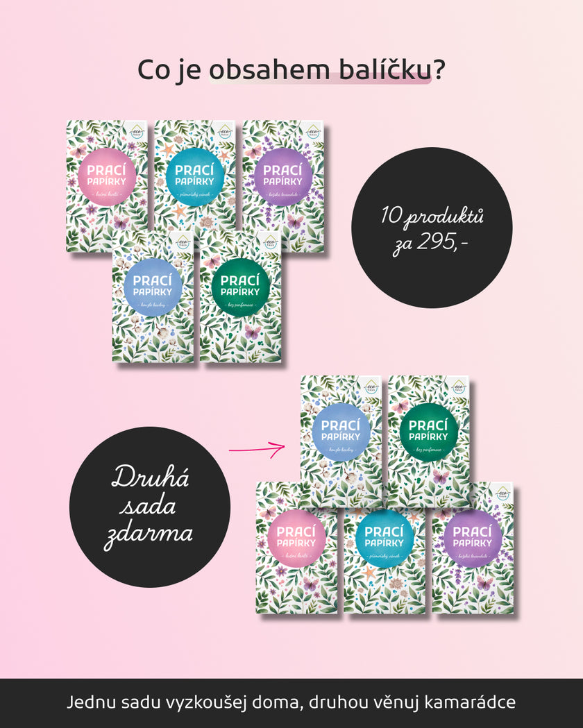 Advantageous test package 1+1: EcoHaus laundry sheets – 5 scents
