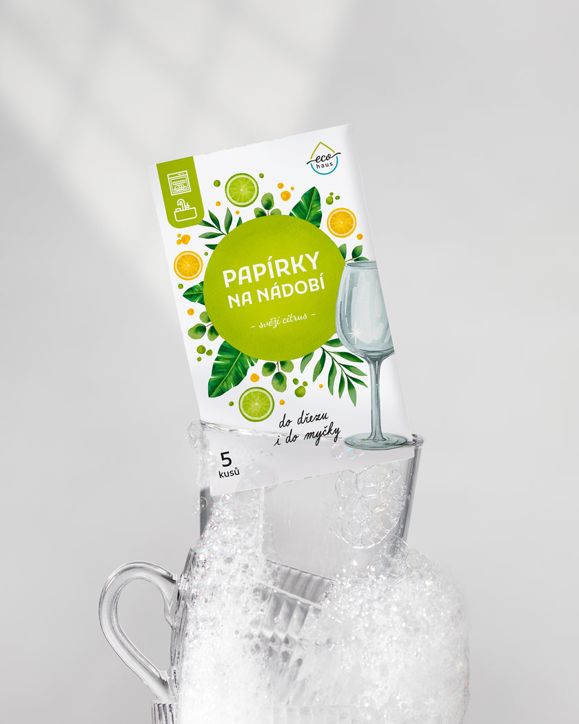 Papírky na nádobí EcoHaus 5 cyklů svěží citron