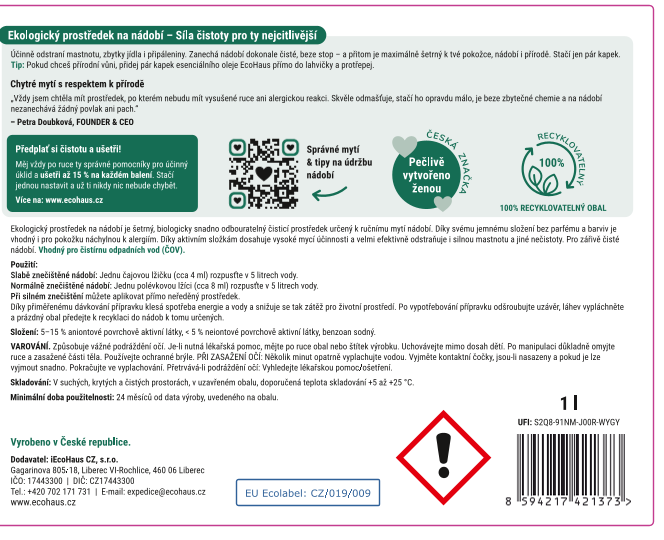 Ekologický uklízecí balíček EcoHaus s certifikací EU Ecolabel